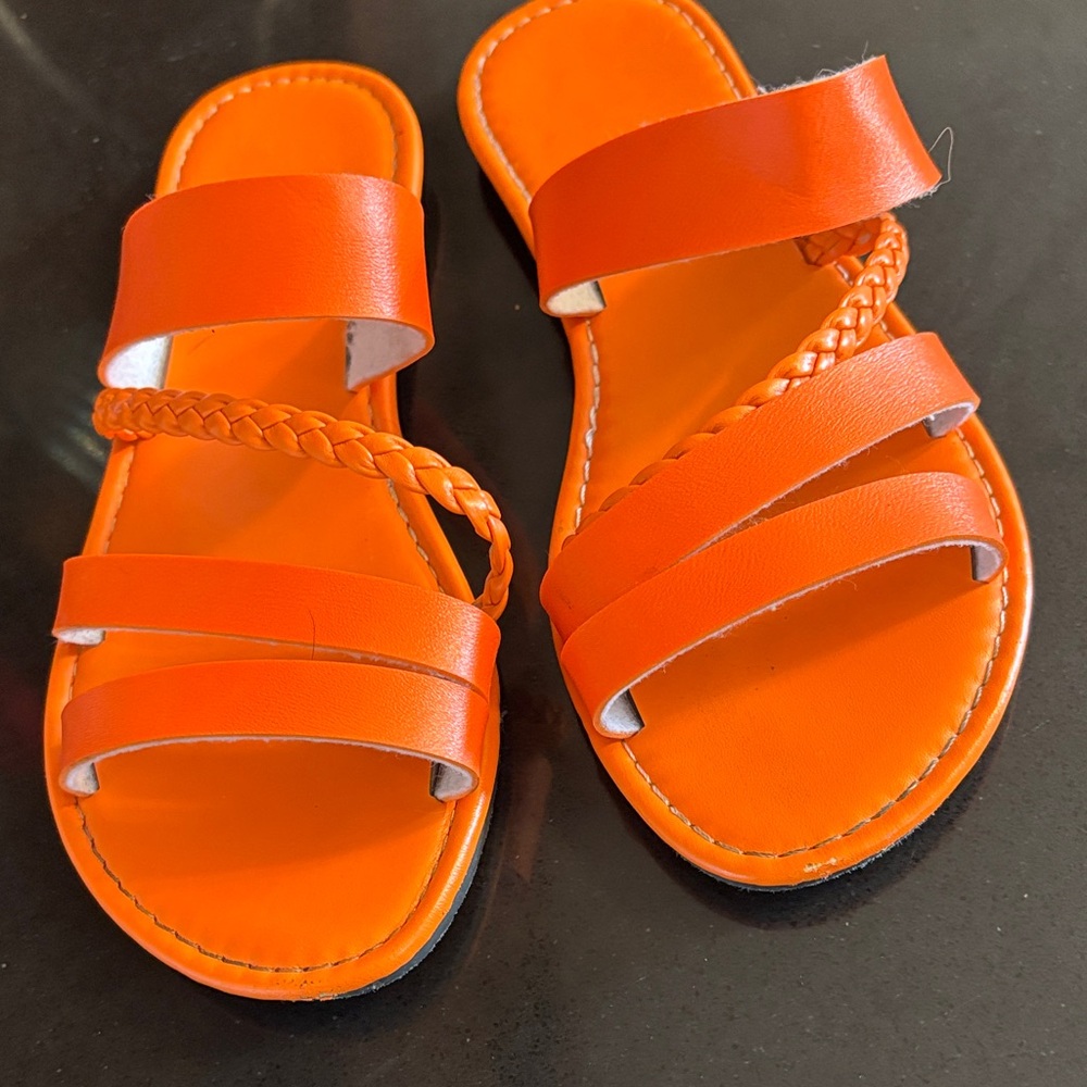 Vibrant Orange Strappy Sandals